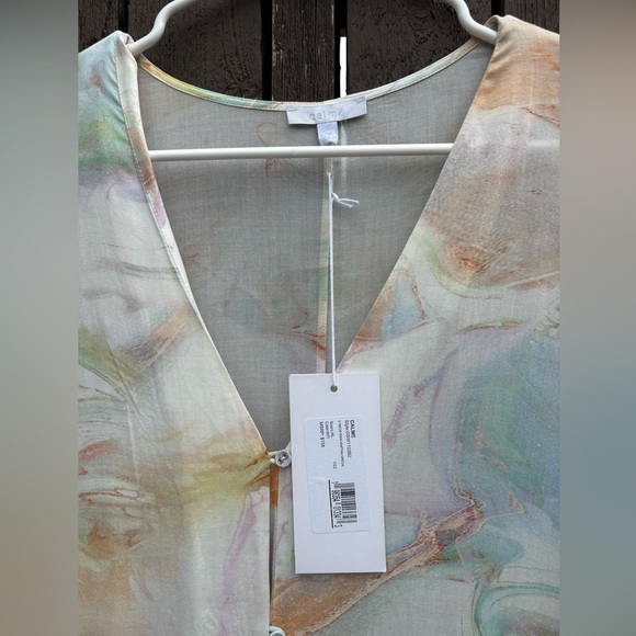 Calme by Johnny Was Marble Kaftan Dress Cover Up Cotton & Silk blend, size L/XL - Picture 9 of 9